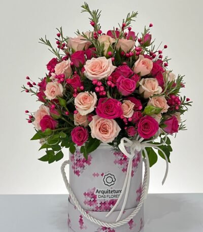 Big Rose - Box de Mini Rosas Pink e Cor-de-Rosa